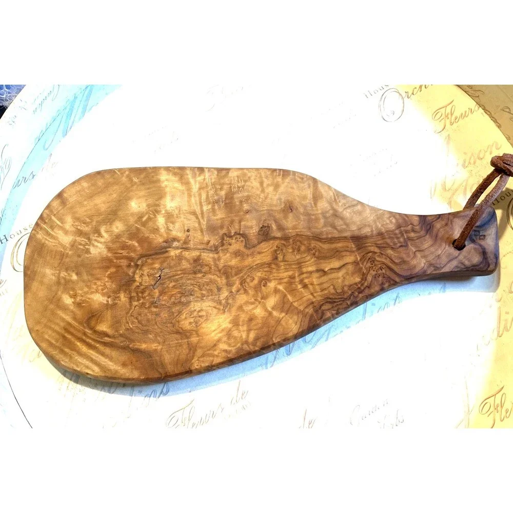 Burl Wood Cutting Board With Handle 10.5” Earthy Boho Cottage Kitchen